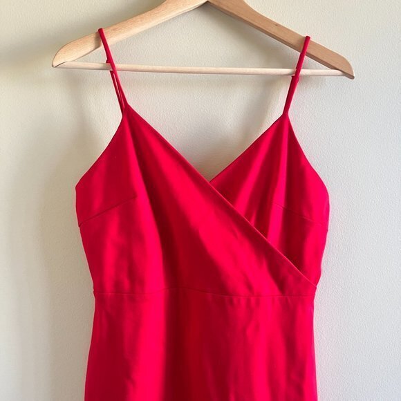 Lulus Sealed With a Kiss Red Bodycon Dress Size L  Ruffle Hem Strappy - Picture 3 of 9
